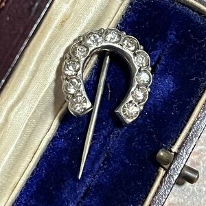 Antique Victorian Paste Stone Horseshoe Stick Pin/Brooch